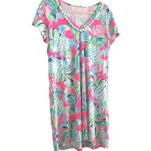 Lilly Pulitzer Etta Dress Womens Sz XL Raise The Bar Pom Pom Shift Pima Cotton